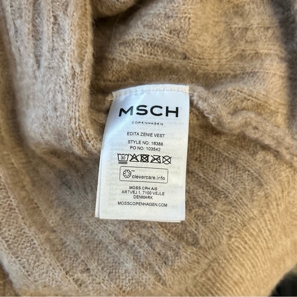 Moss Copenhagen NWT EDITA
 ZENIE Tan Wool Cable  Knit VEST Sz L - Picture 7 of 7